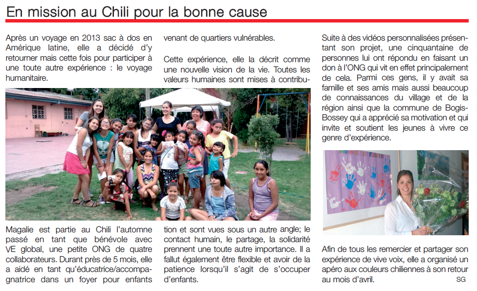 VE Global Volunteer Magalie in her hometown news!